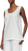 Thumbnail for your product : Go Silk Linen Scoop-Neck Tank, White, Petite