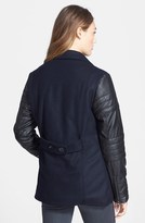 Thumbnail for your product : Sanctuary 'Lux' Faux Leather Sleeve Peacoat