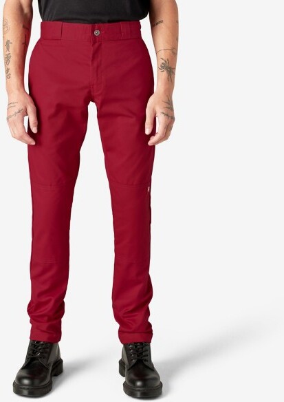Men's Dickies Mens FLEX Skinny Fit Double Knee Work Pants 28 English Red Regular