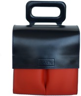 Thumbnail for your product : Kartu Studio Natural Leather Handbag Fennel - Dark Blue Orange Pockets