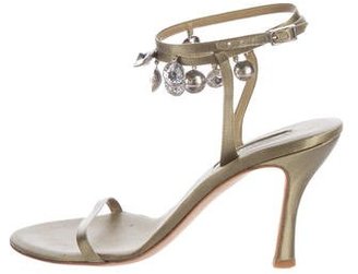 Oscar de la Renta Satin Embellished Sandals