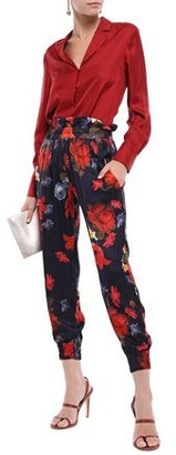 Mother of Pearl Floral-print Satin Tapered Pants