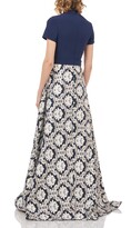 Thumbnail for your product : Kay Unger New York Donatella Stretch Crepe Belted Jumpsuit w/ Jacquard Overlay Skirt
