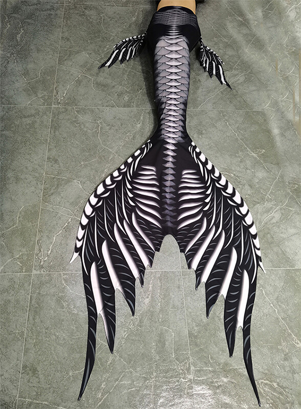 2025 New Design Halloween Fish Mermaid Skin Skeletion Decoration Dress Tail For SSI PADI Diving Fish Boned Mermaid Tail Clothes