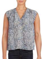 Thumbnail for your product : Rebecca Taylor Block Print Silk Top