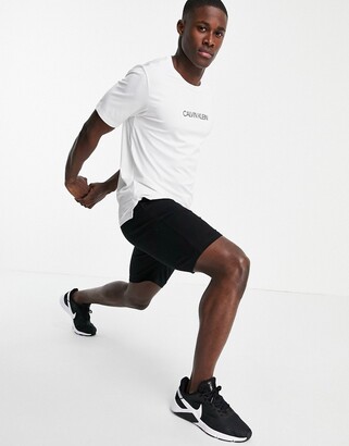 Calvin Klein Performance central logo running T-shirt in bright white -  ShopStyle