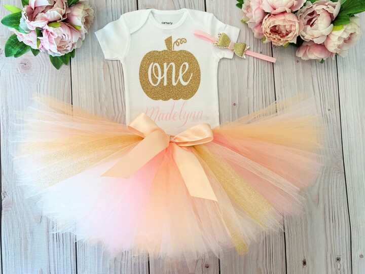 Pumpkin Birthday Outfit | First Tutu 1st Gift For Baby Girl Cake Smash