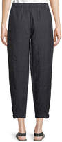 Thumbnail for your product : Eileen Fisher Denim-Wash Linen Ankle Pants