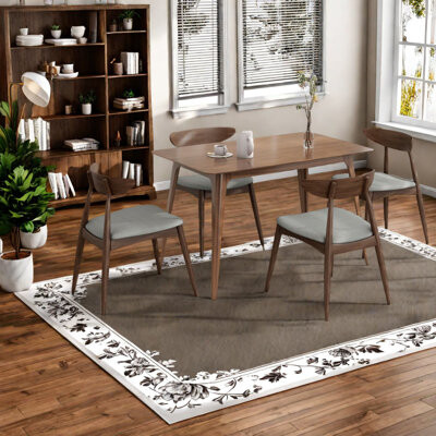 George Oliver Ergonomic 5-piece Dining Table Sets, Rubberwood & Fabric, Mid-century Modern For Home