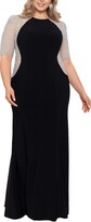 Thumbnail for your product : Xscape Evenings Plus Size Mixed-Media Rhinestone-Embellished Gown - Black/Nude