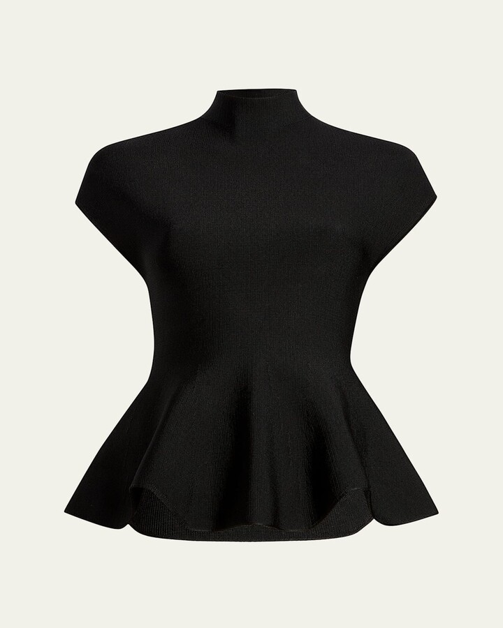 KHAITE Andra Knit Peplum Top