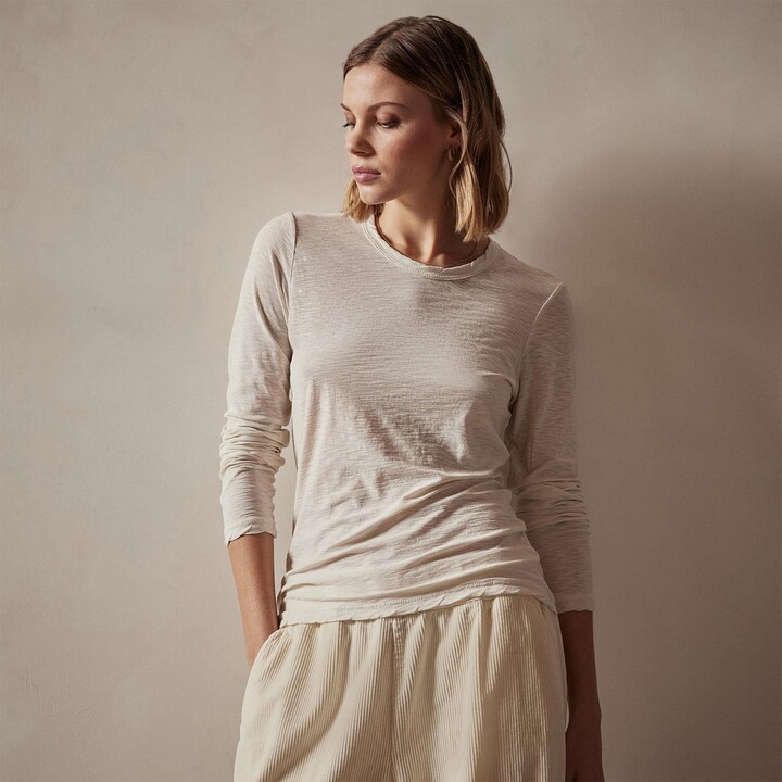 James Perse Sheer Slub Long Sleeve Crew