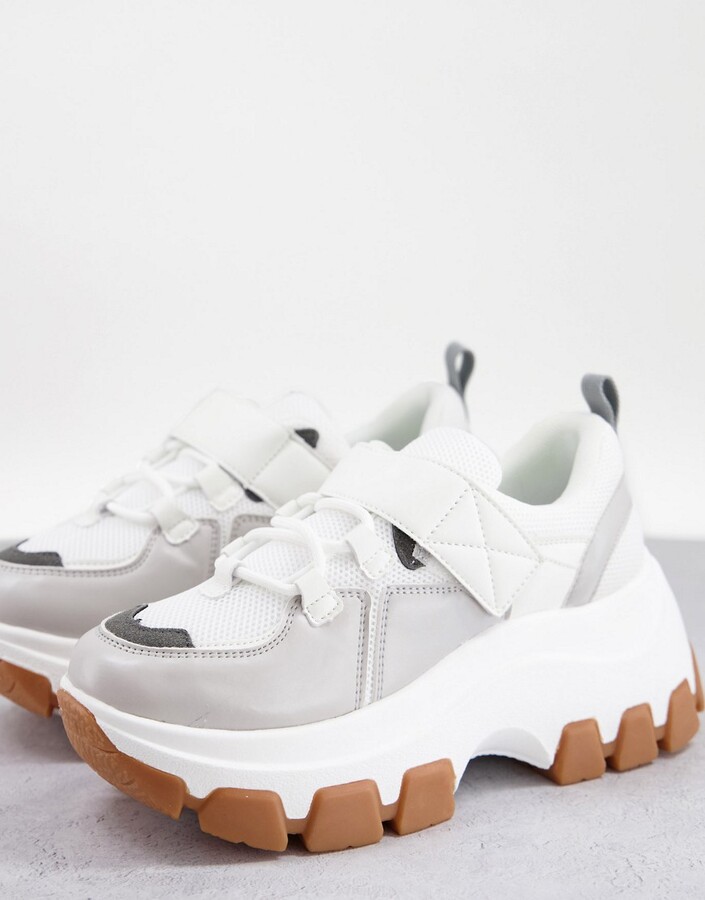 ASOS DESIGN Dannie chunky sporty sneakers in white - ShopStyle