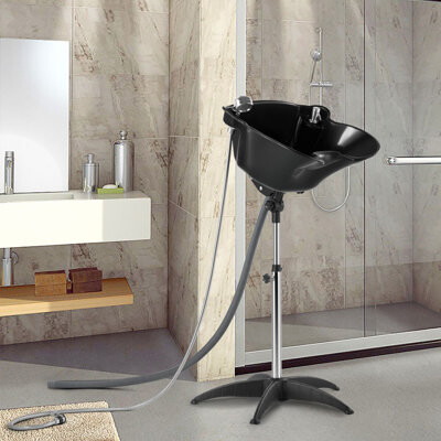 Artist Hand Adjustable Height Shampoo Bowl Portable Salon Sink With Drain And Switch Hair Washing Basin