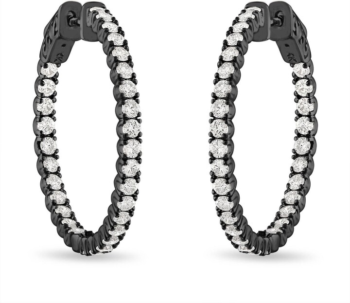 Etsy 14K Black Gold Diamond Hoop Earrings 2.10 Carat, 1 Inch