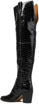 Thumbnail for your product : Ganni Croc-effect Patent-leather Thigh Boots