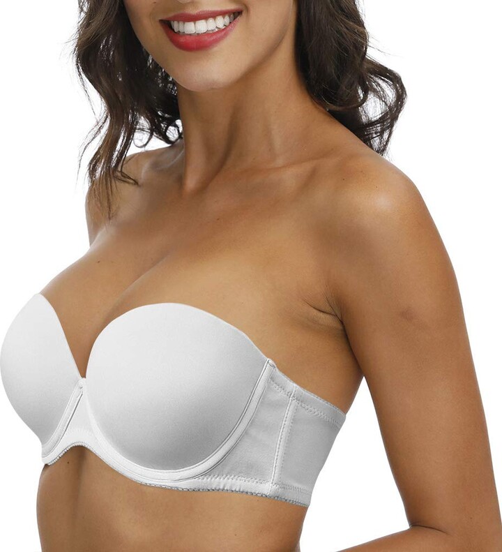 Women's Push Up Strapless Thick Padded Convertible Multiway Bra Underwire  Supportive Bra with Detachable Clear Straps 