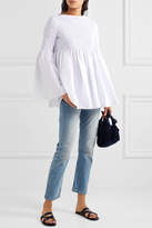 Thumbnail for your product : The Row Burton Smocked Cotton-blend Poplin Top