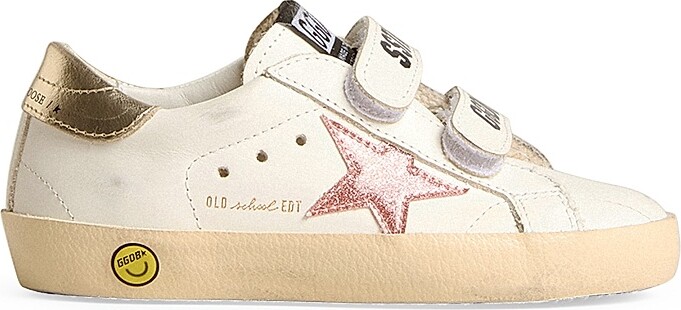 Golden Goose Baby Girl's, Little Girl's & Girl's Old School Leather Glitter Star Sneakers - White Peach Platinum - Size 4 (Child)