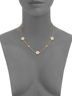 Freida Rothman Round Mother-Of-Pearl Crystal Station Necklace