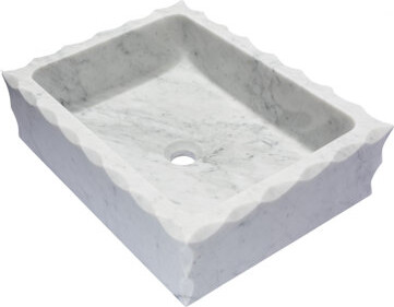 Eden Bath Honed Antique Carrara Marble Rectangular Vessel Bathroom Sink