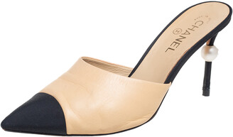 chanel pearl heel mules