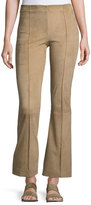 Thumbnail for your product : The Row Beca Lambskin Suede Flare-Leg Pants, Sand