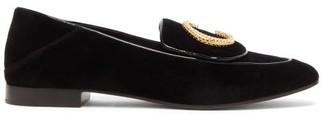 Chloé The C Crystal-embellished Velvet Loafers - Black