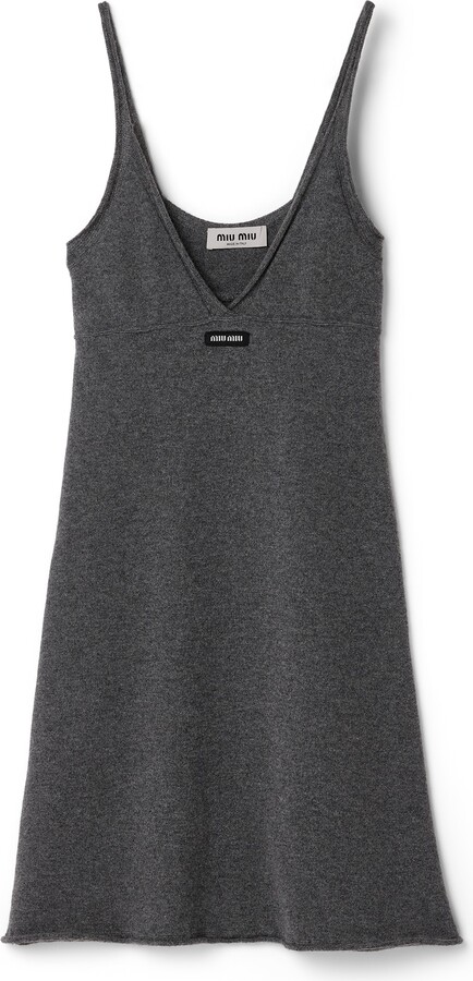 Miu Miu Cashmere Tank Dress Woman Slate Gray Size 38