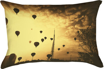 ArtVerse Alexandre Perotto Sepia Hot Air Balloons Indoor/Outdoor Lumbar Pillow
