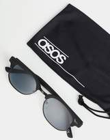 Thumbnail for your product : ASOS Design Mini Retro Sunglasses In Matt Black With Smoke Lens
