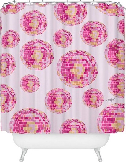Deny Designs DenyDesignsLindseyKayCollectiveDiscoBallsIllustrationPinkShowerCurtain