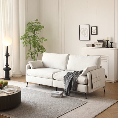 Ebern Designs Deep 3 Grey Cloud Couch With Toss Pillows, 80\