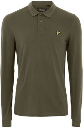 Topman LYLE & SCOTT Khaki Long Sleeve Polo