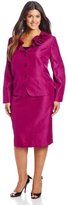 Thumbnail for your product : Le Suit Women's Plus-Size  Ruffle Collar Jacket with Skirt and Flower Pin Suit Set