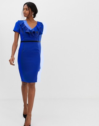 Paper Dolls capped sleeve pencil dress with frill detail