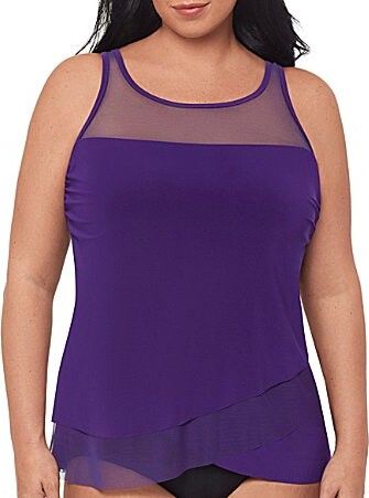 Miraclesuit Plus Size Solid Illusionists Mirage Scoop Neck Underwire Tankini Swim Top