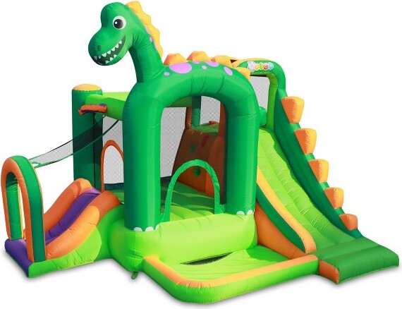 Pogo Bounce House PogoBounceHouseBackyardKidsResidentialNylonInflatableIndoor/OutdoorBouncerwithSlideforSmallKids-Dinosaur