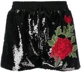 Philipp Plein sequin rose patch shorts