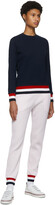 Thumbnail for your product : Thom Browne Navy Seersucker Tricolor Trim Sweatshirt