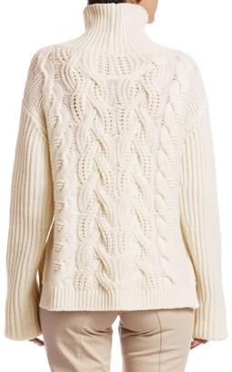 Helmut Lang Cable-Knit Lambswool Turtleneck Sweater