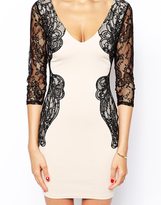 Thumbnail for your product : Lipsy Michelle Keegan Loves Body-Conscious Dress With Lace Sleeve and Waist Detail