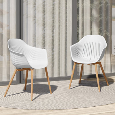 Grand Patio Blue Hug All Aluminum Detachable Plastic Dining Chairs 2 Sets