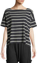 Thumbnail for your product : Eileen Fisher Slubby Organic Cotton Striped Box Top, Petite