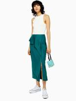 Thumbnail for your product : Topshop Draped Satin Bias Cut Skirt - Green