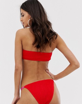 South Beach shirred bandeau bikini set