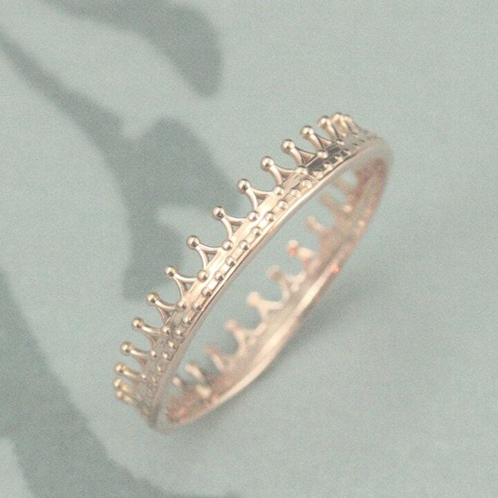 Etsy Solid 14K Rose Gold Check Mate Crown RingGold BandQueen RingRose Wedding BandUnique BandThe White Queen