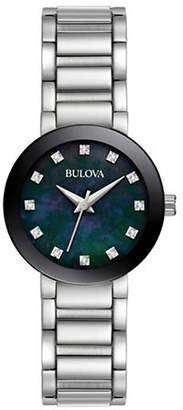 Bulova Analog Accent Stainless Steel Bracelet Watch with 0.04 TCW Diamonds