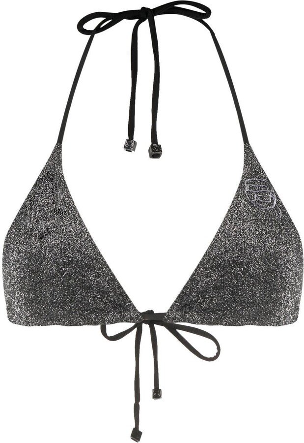 Karl Lagerfeld Paris Ikonik logo lurex bikini top ShopStyle Two Piece