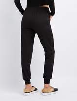 Thumbnail for your product : Charlotte Russe Mesh Accented Jogger Pants